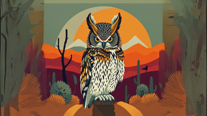 Great Horned Owl, a large format diamond painting kit, a Diamond Art Emporium exclusive.