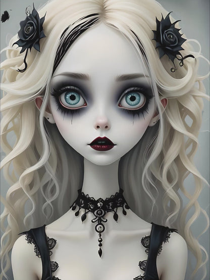 Goth Halloween, Large Format Premium Diamond Painting Kit, Choose Resin Square or Acrylic Round Diamonds