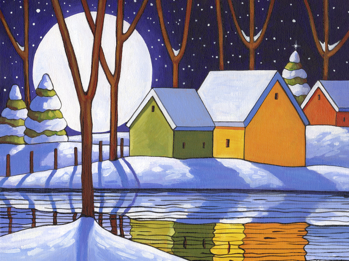 Reflection, Winter Night, Large Format Premium Diamond Painting Kit, Choose Resin Square or Acrylic Round Diamonds