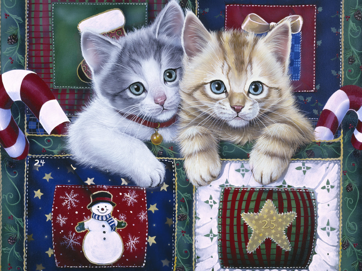 Calendar Kittens, Large Format Premium Diamond Painting Kit, Choose Resin Square or Acrylic Round Diamonds