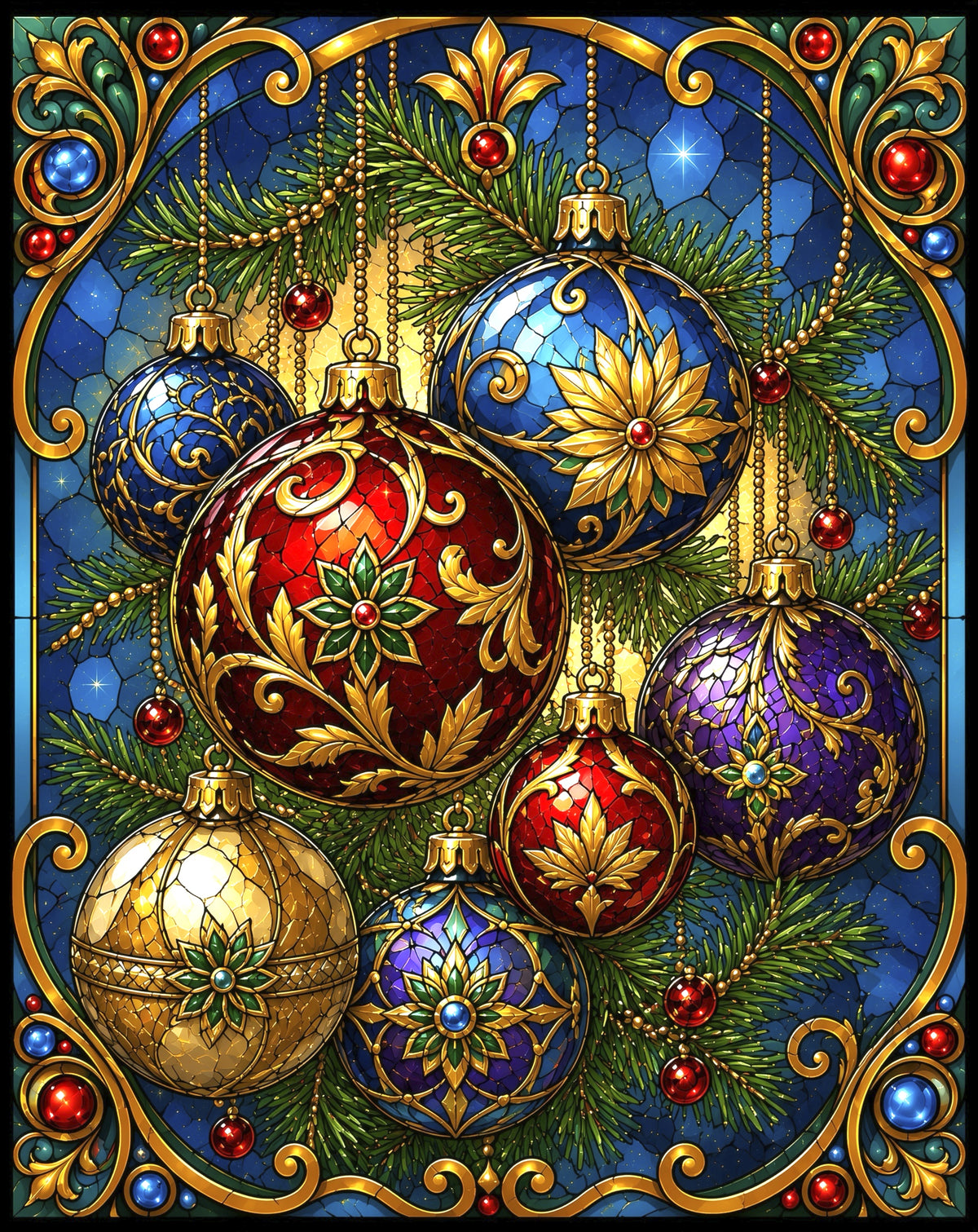 Holiday Ornaments, Large Format Premium Diamond Painting Kit, Choose Resin Square or Acrylic Round Diamonds