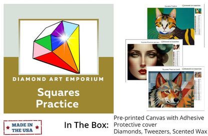 Squares Practice, a diamond painting kit to build confidence and skills for diamond painting.